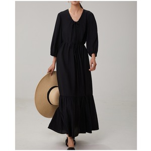 Aラインシルエットフレアロングワンピース　00982