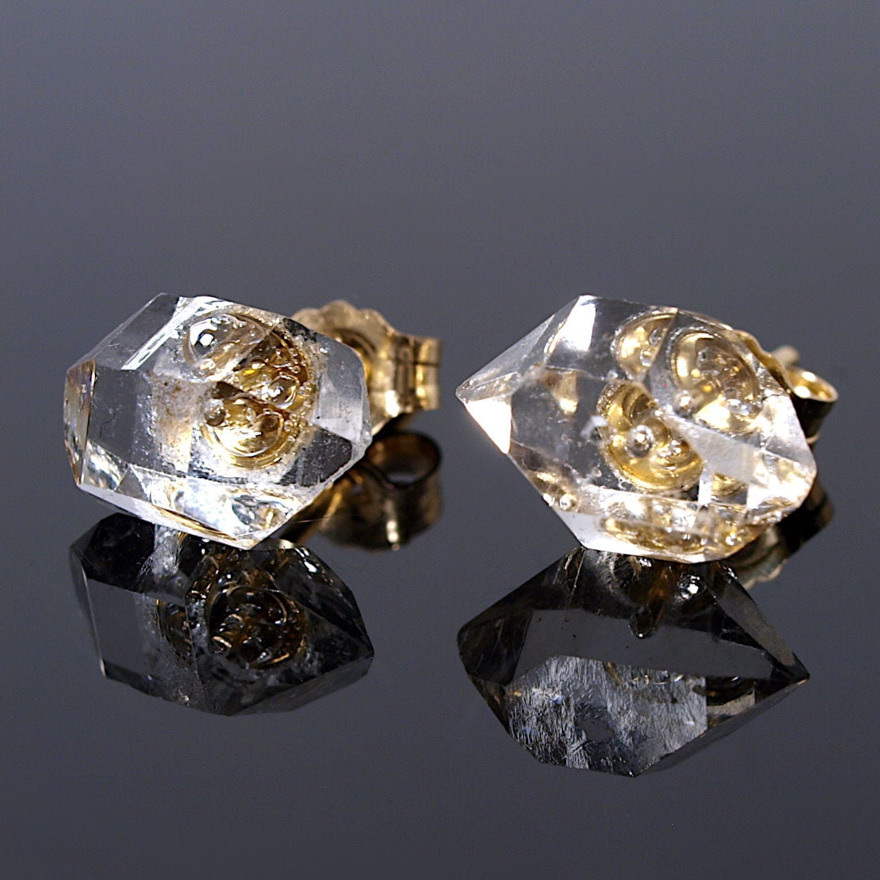 限定】ハーキマーダイヤモンド原石K14GFスタッドピアス | Natural Style