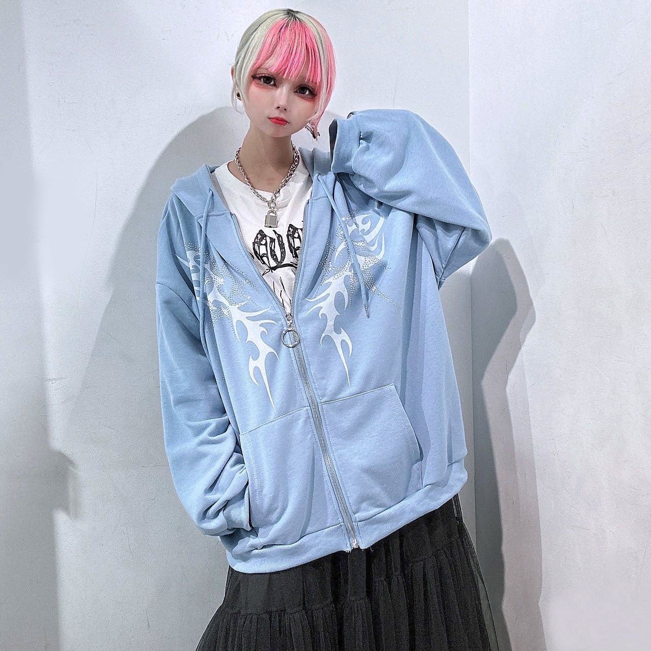 7/10 完売→再入荷！】30%OFF☆ラインストーン トライバルZIPパーカー