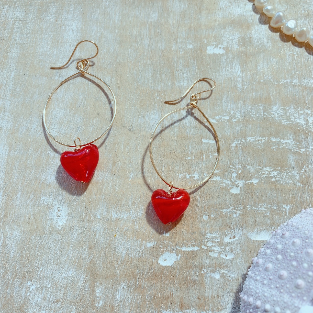 14KGF Venice heart hoop pierce 【K14ゴールドフィールド ベネチア 