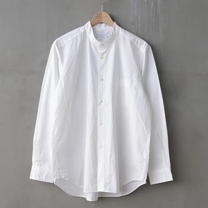 Washer Typewriter Loose Fit Band Collar Shirt　White