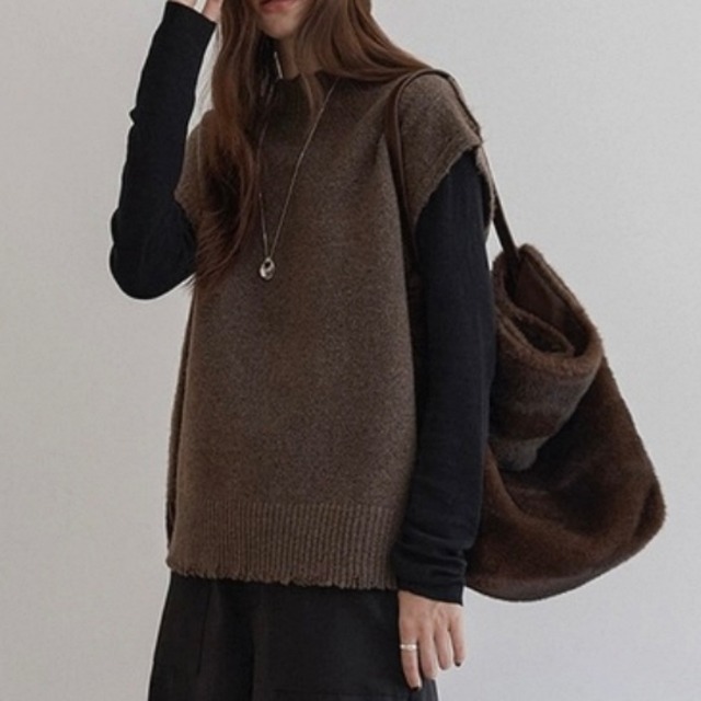 袖なし オーバーサイズ ニットベスト　SA10036