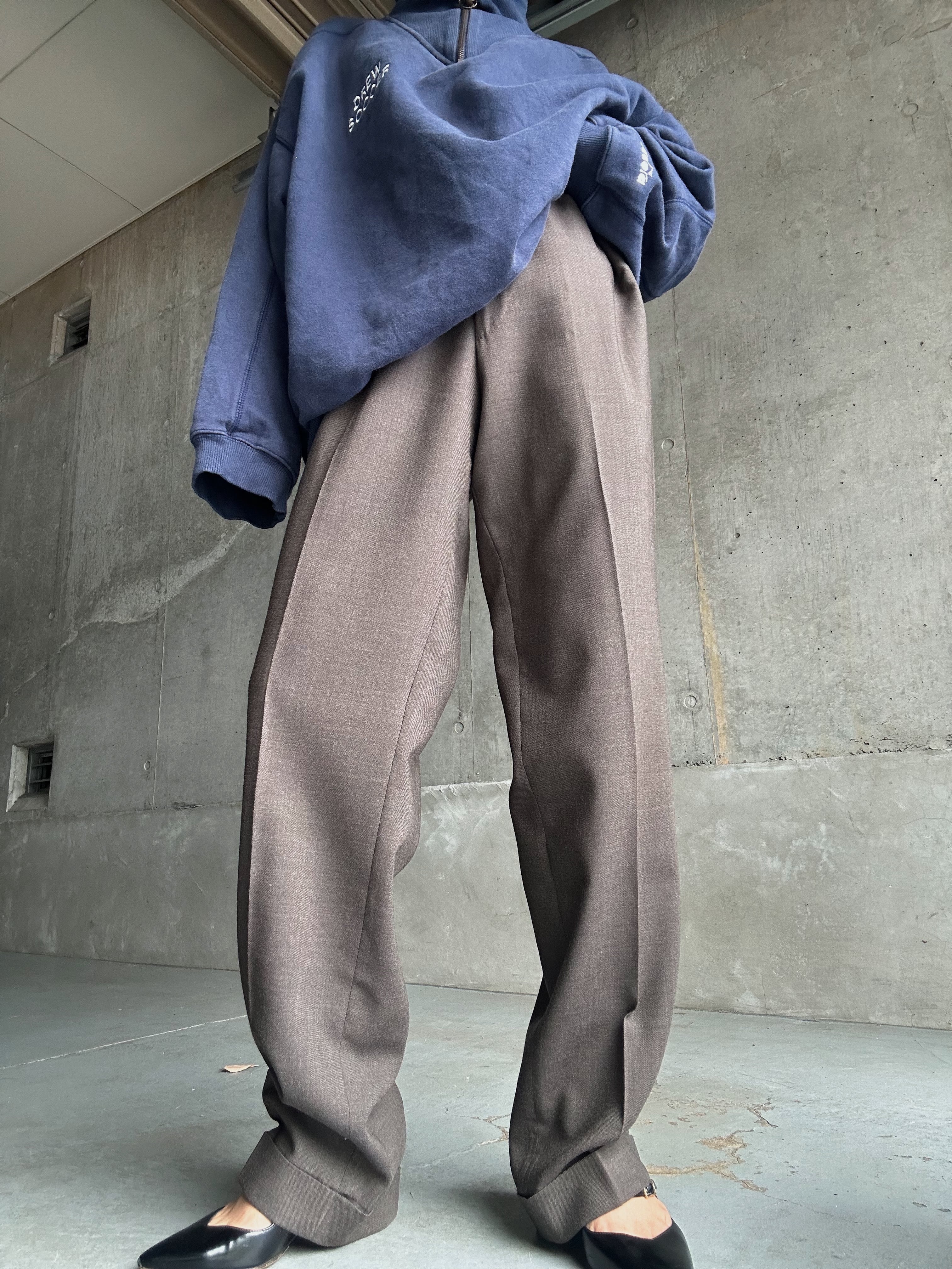 (PT653)90’s HERMES wool slacks pants made in Italy