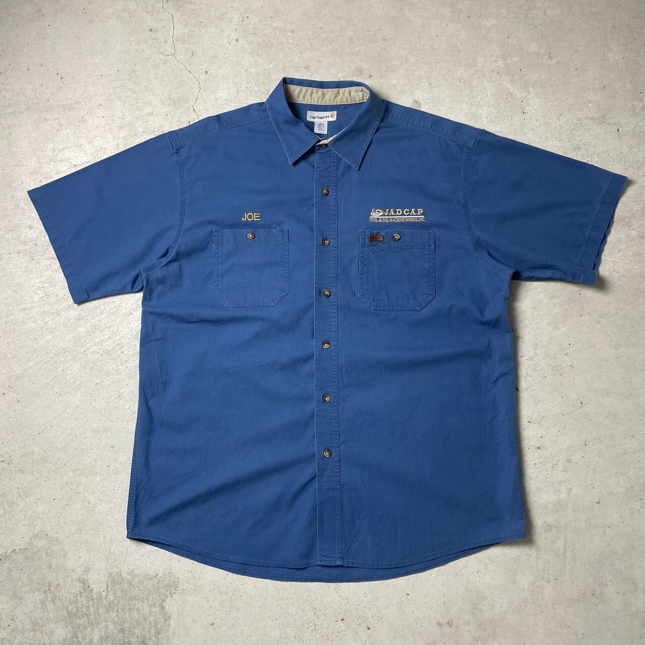 Carhartt カーハート 企業ロゴ刺繍 半袖ワークシャツ メンズXL 古着 