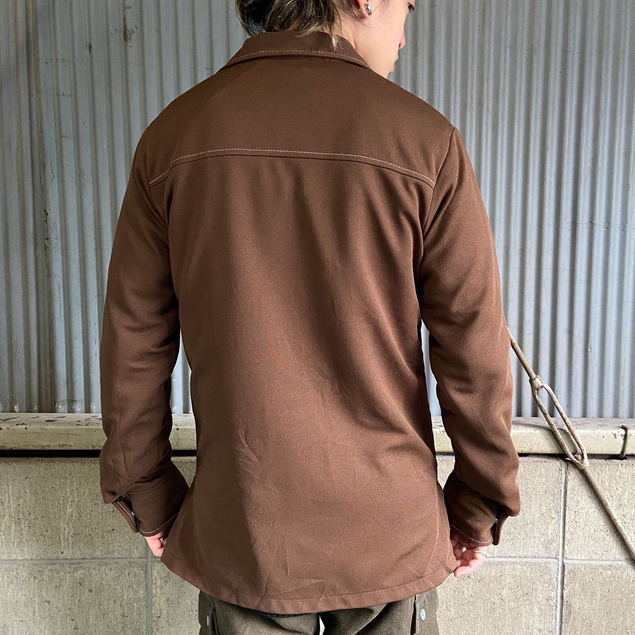 70年代 BIG YANK 開襟 オープンカラー ポリシャツ ウエスタンシャツ 