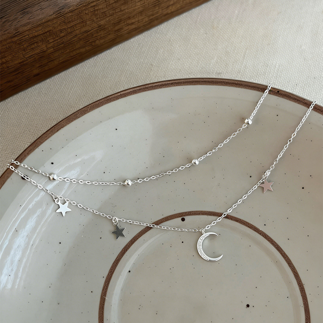 Mengシルバー星月2層ブレスレット