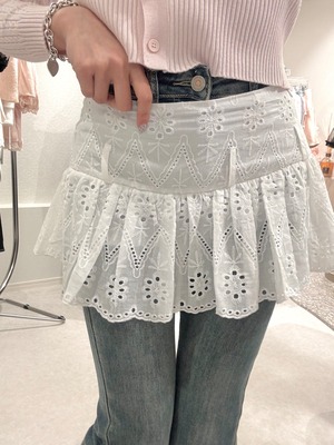 cotton lace mini skirt