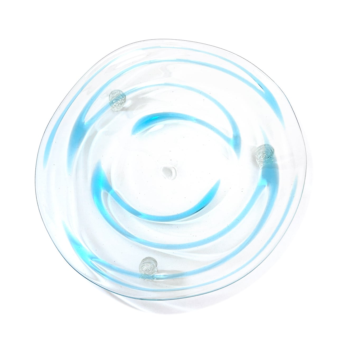 ガラス工房ロブスト】三ツ足プレート 水色 [琉球ガラス] | 【琉球