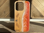 Island emblem/wood×resin sunset orange wave case(maple)