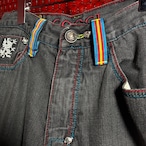 COOGI Hip Hop ブラックデニムショーツ 刺繍 膝下 クージー W32