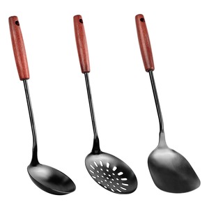 【特価処分】FJNATINH中華鍋用スパチュラとお玉のセット 14.2〜15インチの中華鍋用調理器具 ステンレス製中華鍋用スパチュラ…