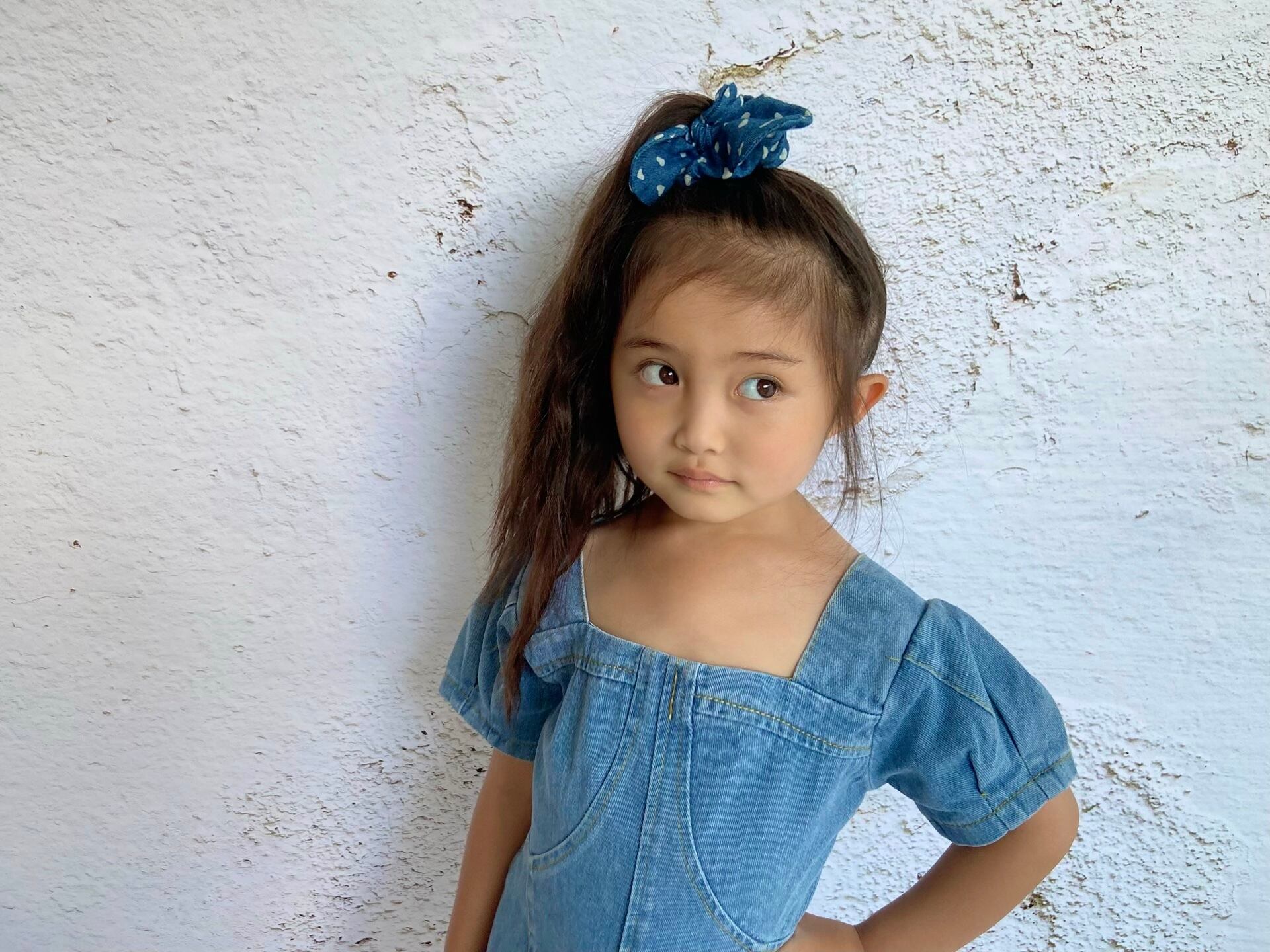 【即納】スクエアネックのデニムワンピース｜海外子供服｜韓国子供服