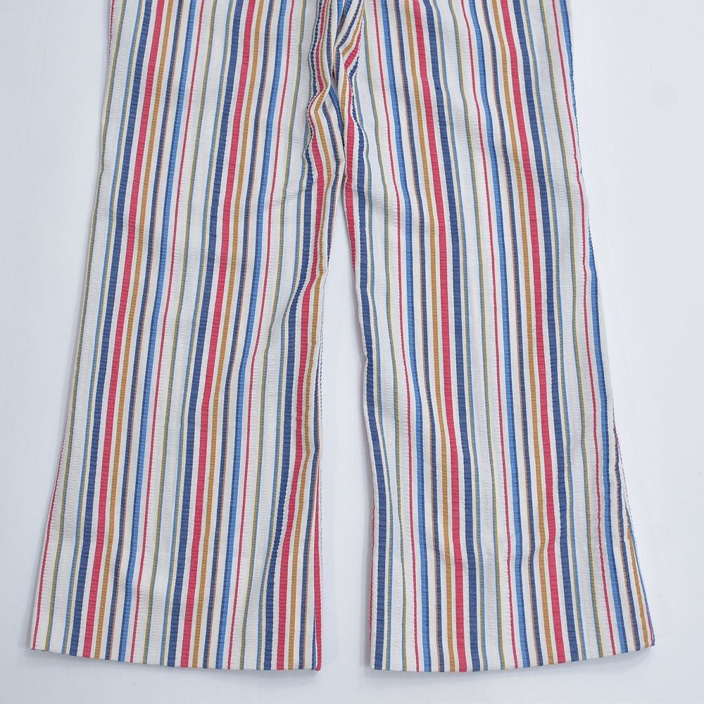 70s Vintage マルチストライプ シアサッカー スラックス TALONジップ