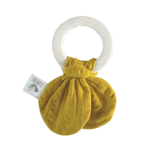 Organic Comforters with Rubber Teether (with Muslin) Yellow_97010