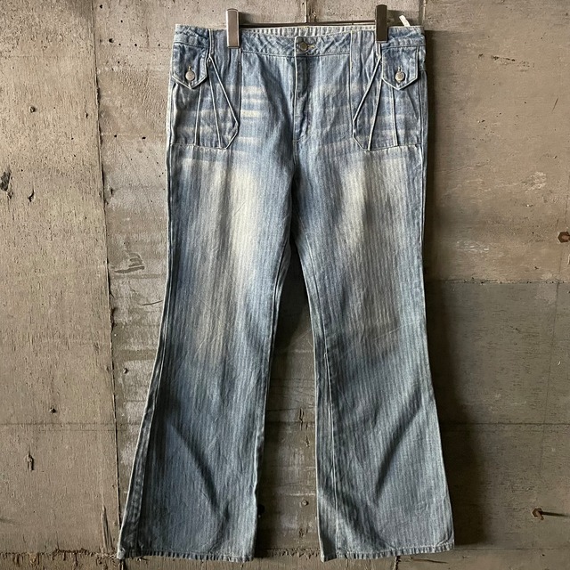 〖vintage〗bootscut design flare denim pants/ブーツカット デザイン フレア デニム パンツ/lsize/#0212