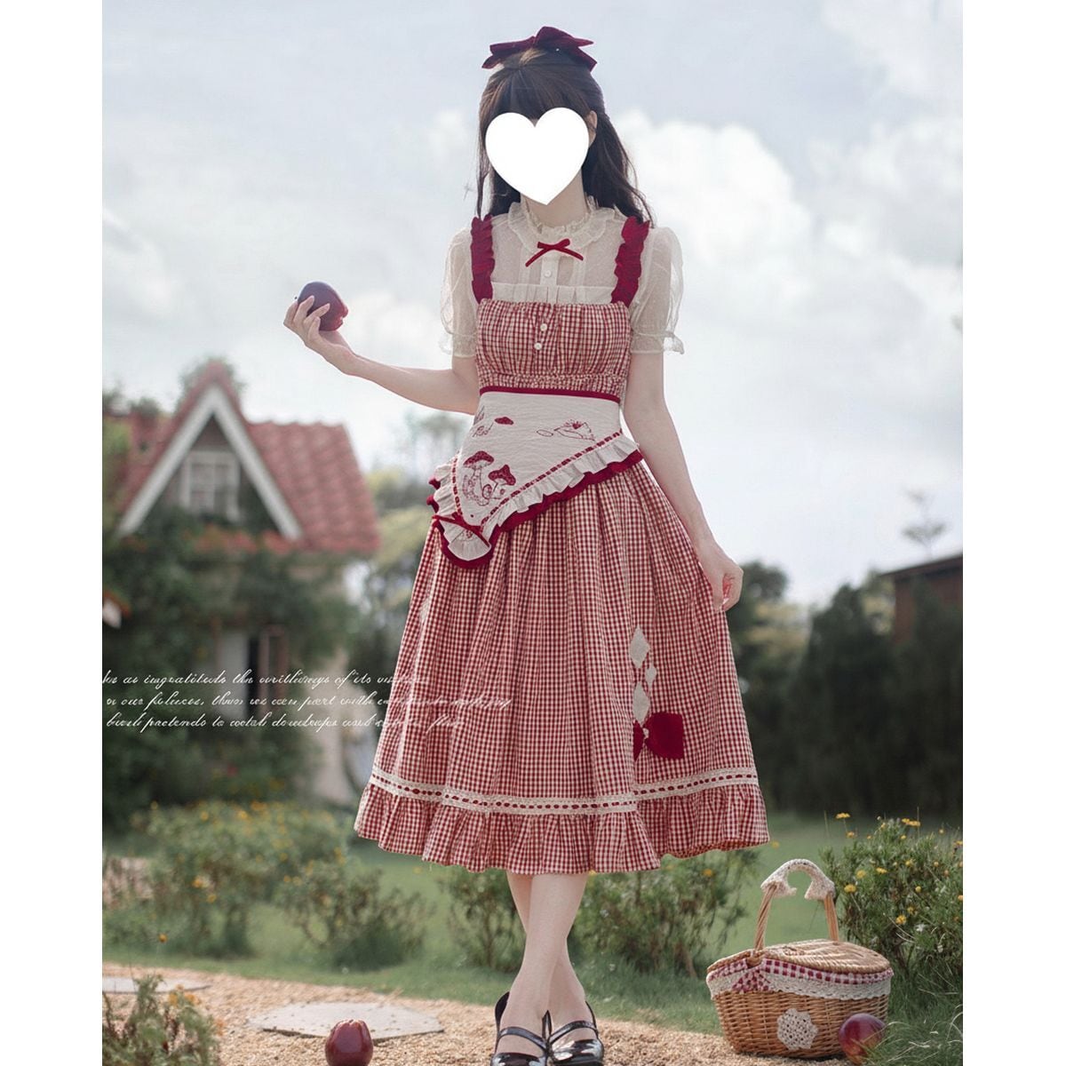 森ガールレッドチェックロングスカートセット：JSK | Maiden's Rêve