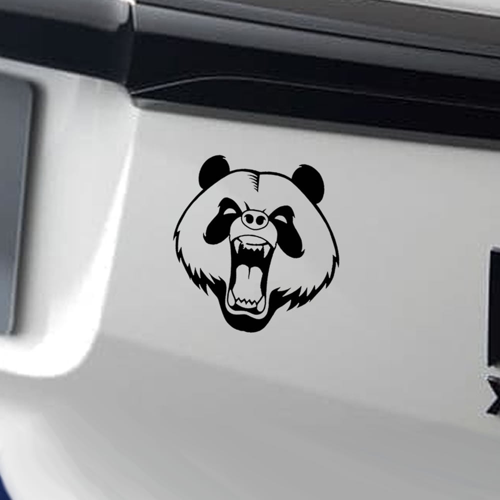 車 ステッカー パンダ 凶暴 中国 牙 動物 アニマル 森給油口