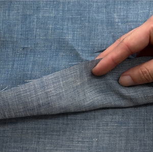 ★CT195◆オーダー50cm単位◆リネン100%ダンガリーデニム生地◆ブルー