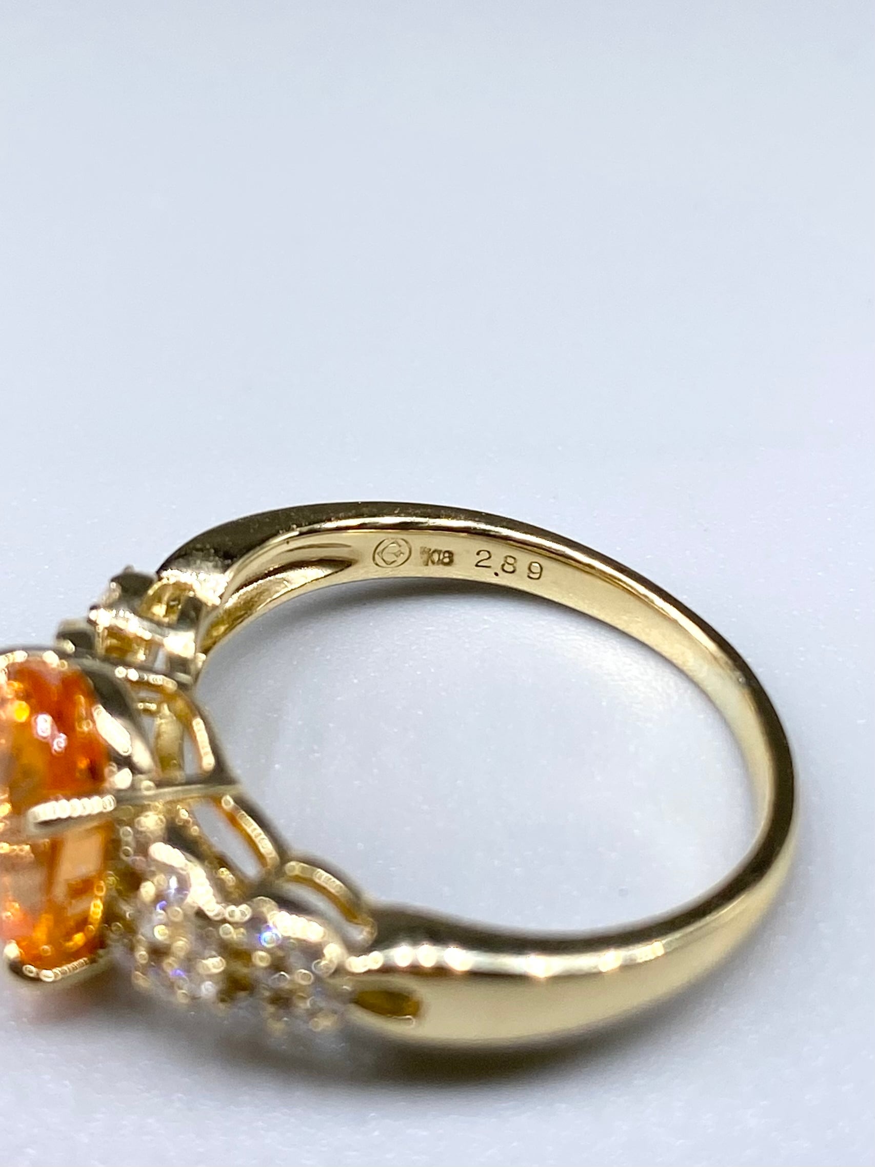 マンダリンガーネット 2.89ct / ダイヤモンド 計0.24ct K18 リング 12
