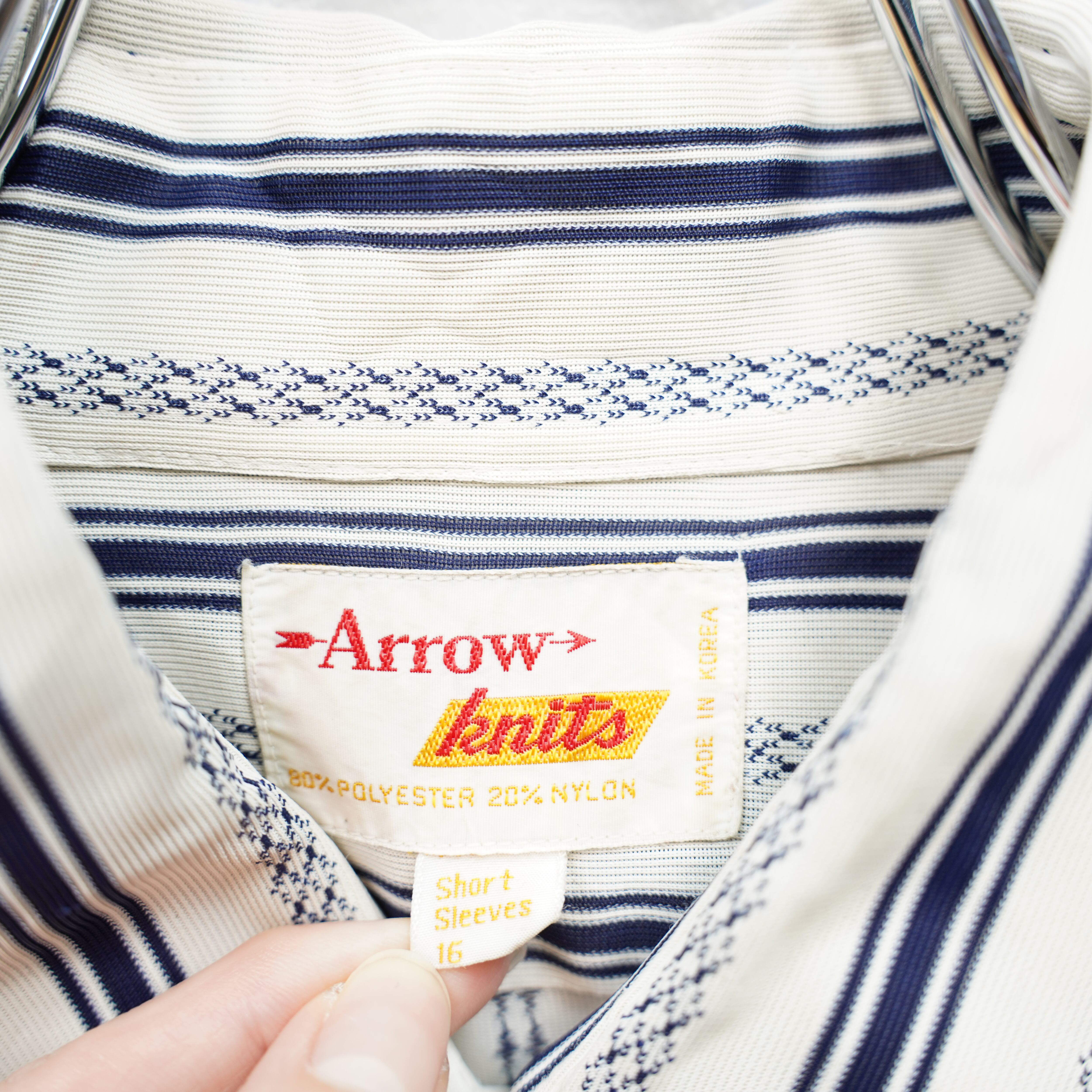 70's USA VINTAGE Arrow HALF SLEEVE STRIPE PATTERNED SHIRT/70年代