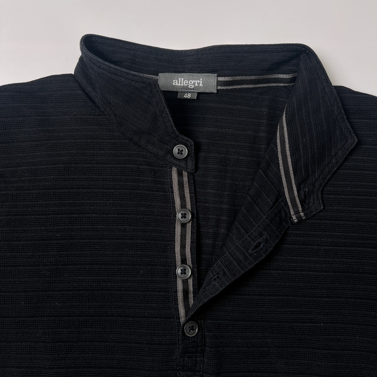 allegri アレグリ シャドーボーダー 半袖ポロシャツ 48(L)/ブラック/薄手