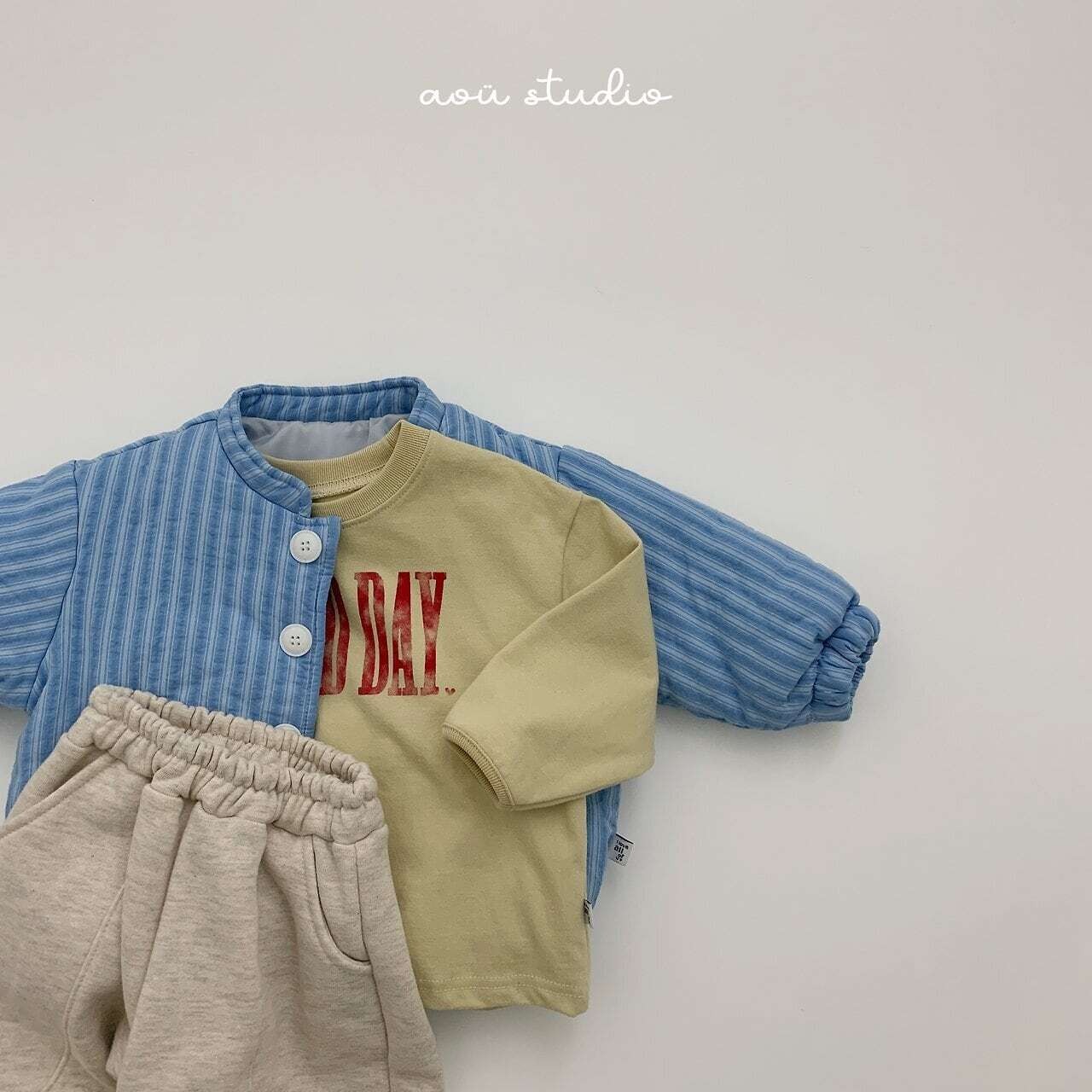 〖取寄〗韓国子供服 / 26winter / aoustudio /ハイネック ストライプジャケット / キッズ服 *XS~L*