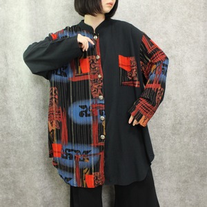 switching nocollar art design shirt