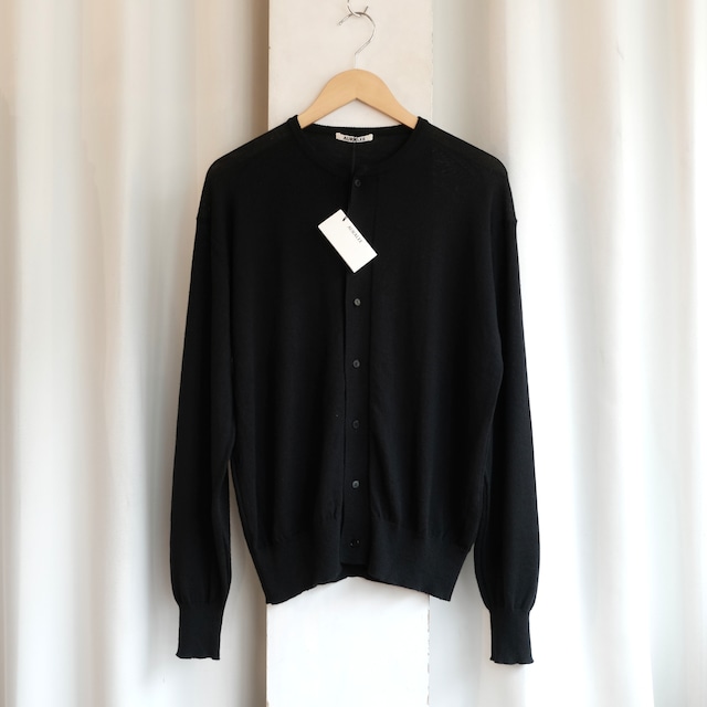 AURALEE CASHMERE HARD TWIST KNIT CARDIGAN