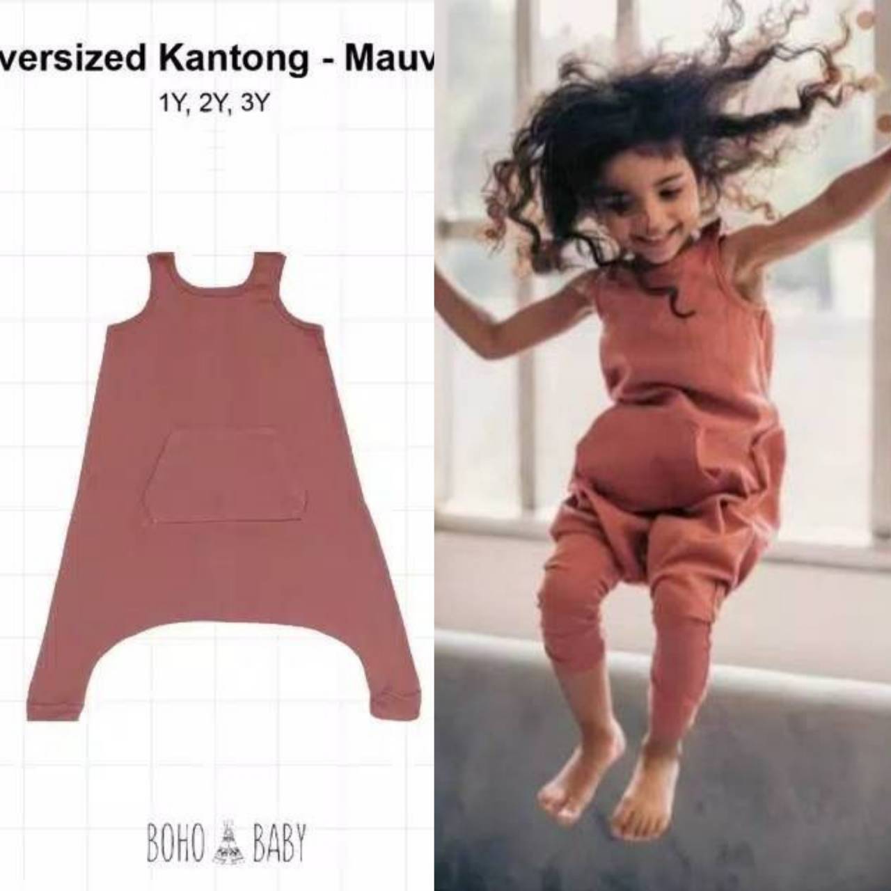 Bohobaby/Over sized kantong 2Y/オーバーサイズジャンプスーツUnisex 2歳