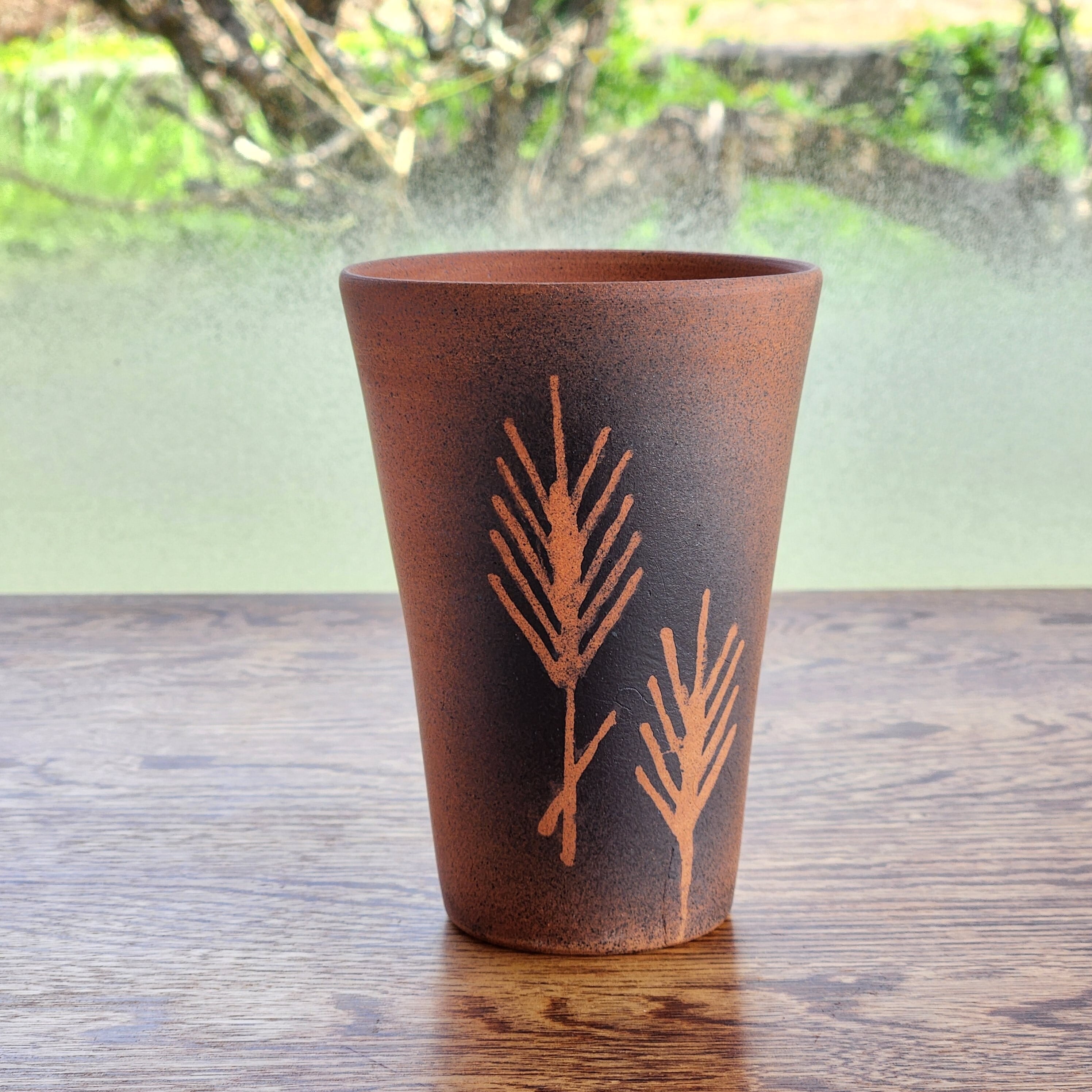 焼き締めビアカップ 麦 | arakitoyo