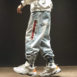 Distressed patchwork cargo denim pants 1282