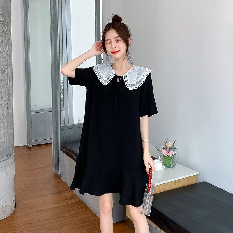 【新作】【送料無料】 マタニティウェア2020夏の新しい流行のマザードールカラールーズドレス、年齢を減らすミドル丈のファッションマタニティドレス-アリババ サマー 夏物 expec265384975828