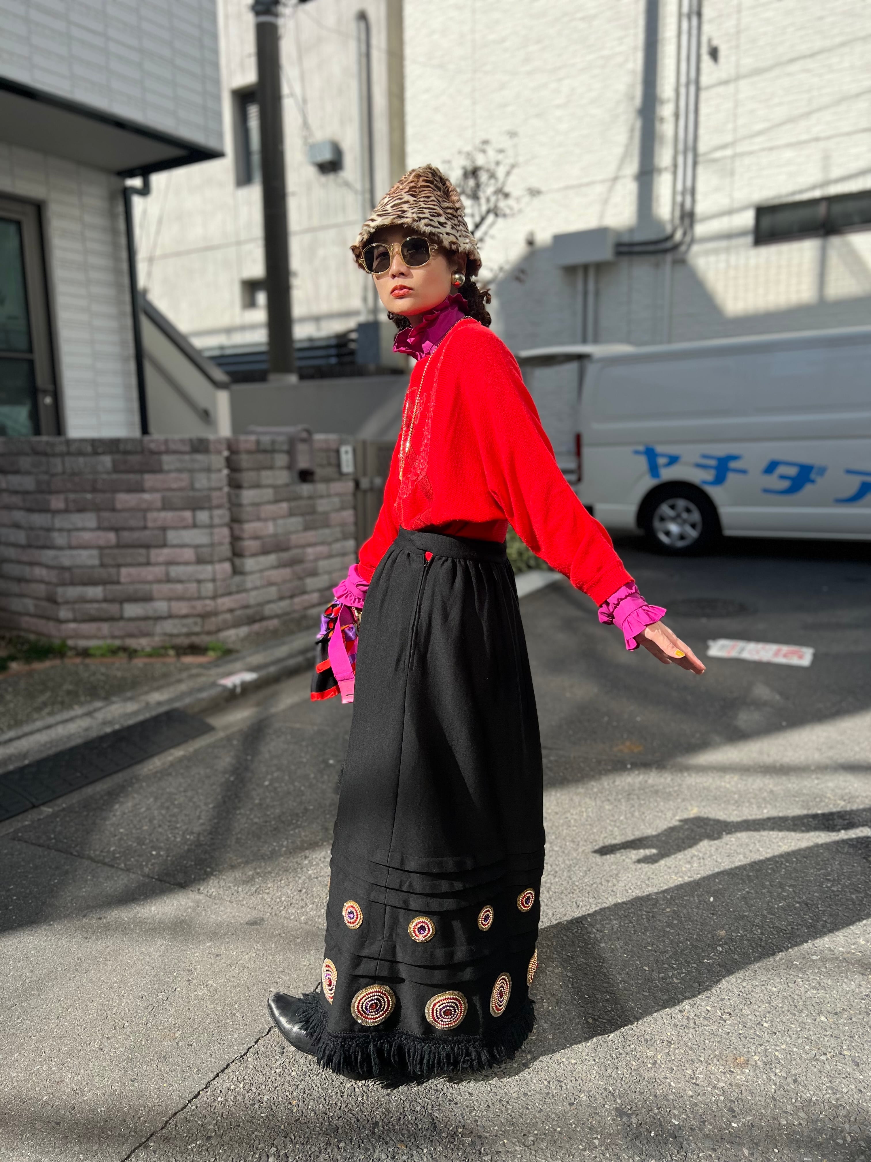 古着 ビンテージ 70s フリンジ カスタム スカート スパンコール 美品 希少