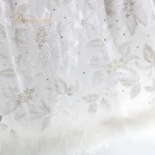 【日本製 社交ダンス衣装】ホワイト in the MOOD インザムード ワンピース ドレス 白 ファー フロート 刺繍 花柄 上品 高級感