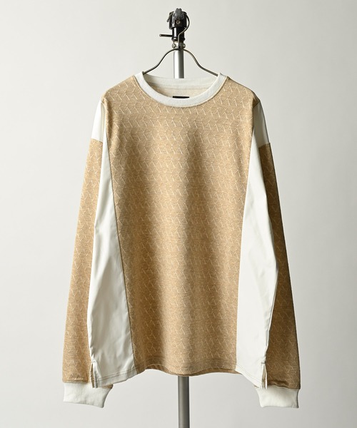 MMMM Side flannel switching crew neck diamond pattern (BEG) 14024M24