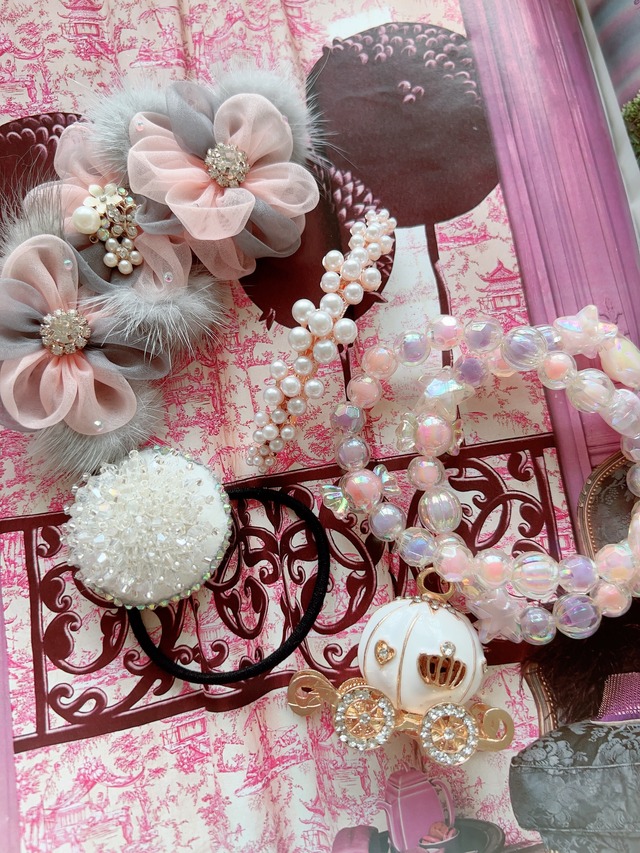 ＜one-off＞ビジューアクセテトリスBOX＜ファーフラワー＞