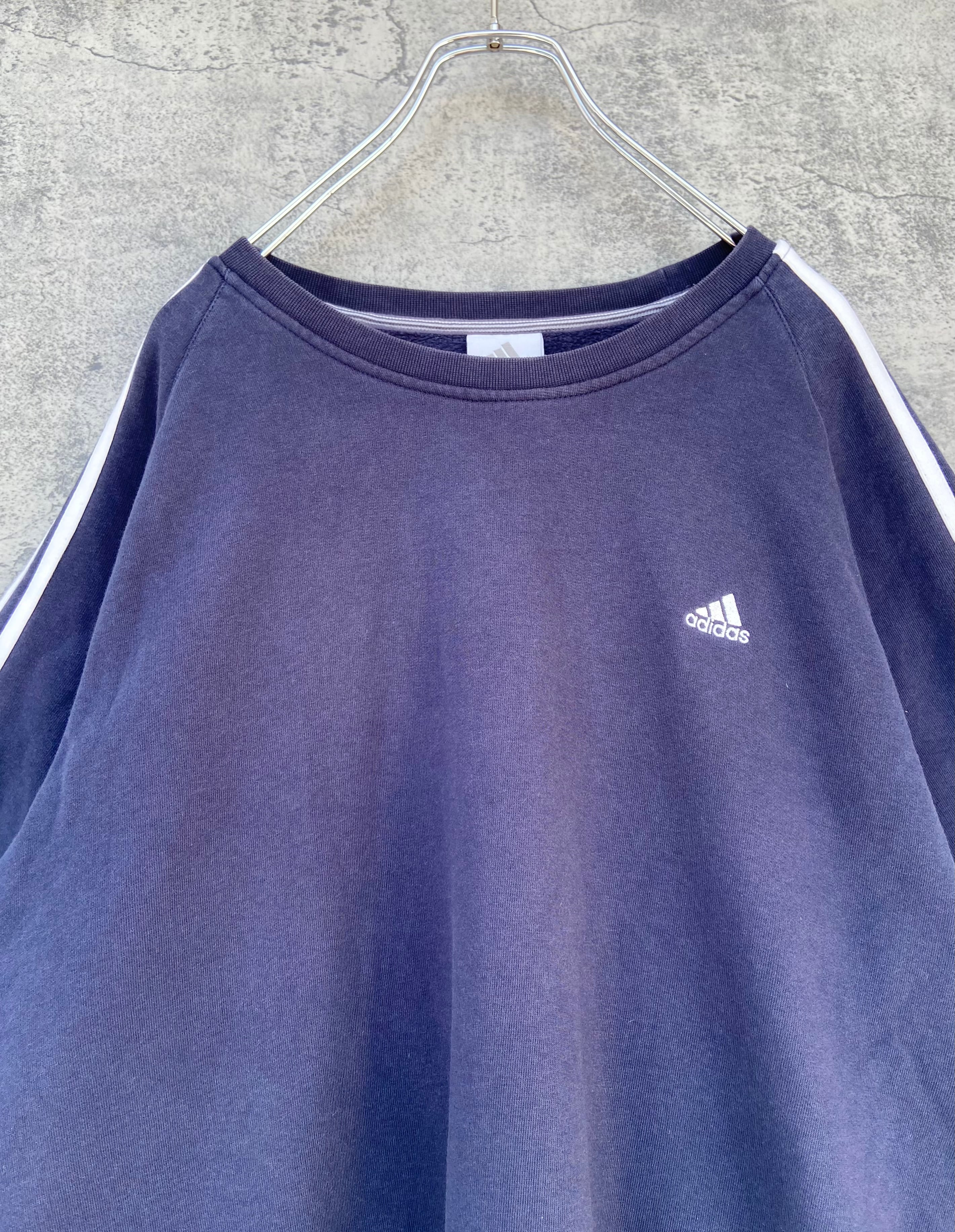 90s adidas アディダス 紺 スウェット 刺繍ロゴ オーバーサイズ | 【古着 らくふる】ビンテージ&リメイク専門のオンライン古着SHOP powered by BASE