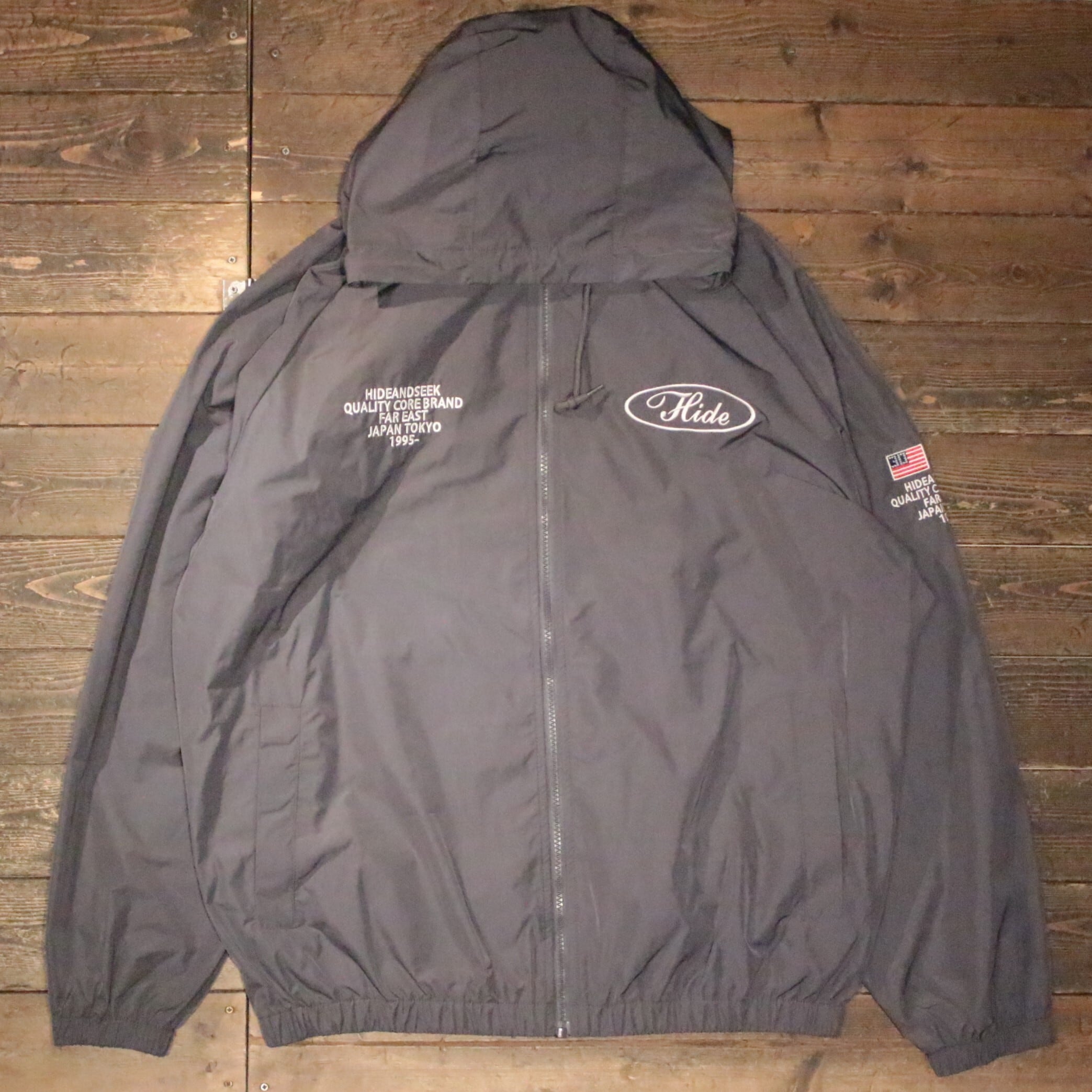 HIDE AND SEEK】Nylon Zip Hooded Jacket(26ss) -C.GRAY (ハイドアンド