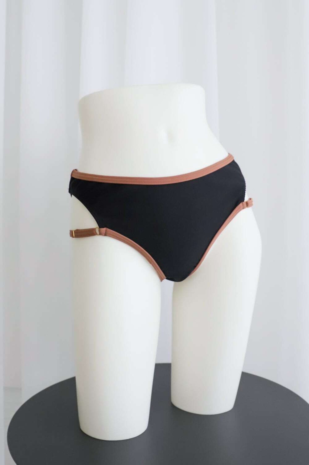 Bicolor Strap Swim Panties  / BLACK - 6