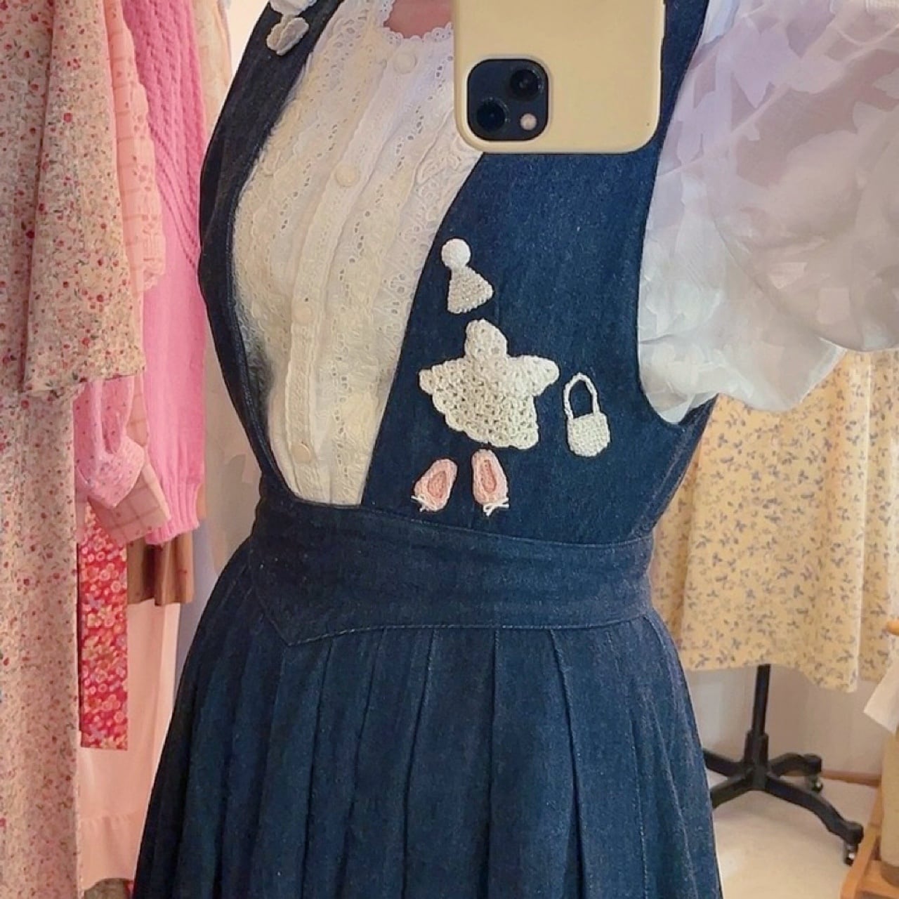remake ✂︎ fairy's outing denim jumper skirt