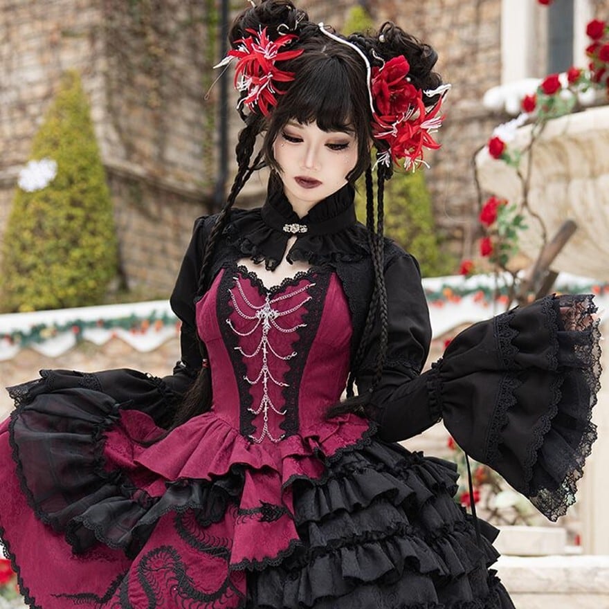 秋 冬服 ゴスロリ ブラウス ショート 袖コン 姫袖 スリーブ レース