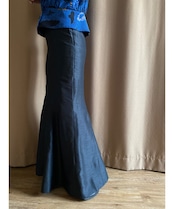 shiny black mermaid maxi skirt-3398-4