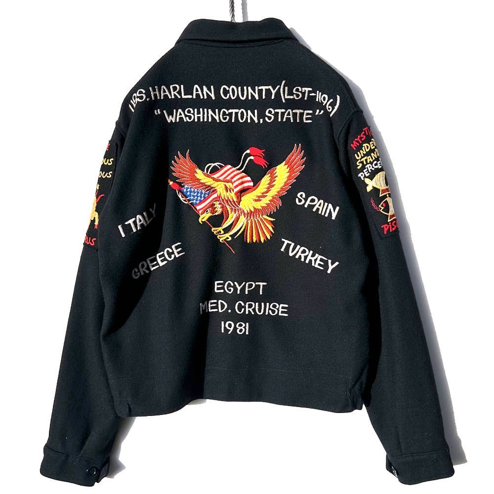USNAVY] Vintage Souvenir Tour Jacket [1981s] [USS Harlan County