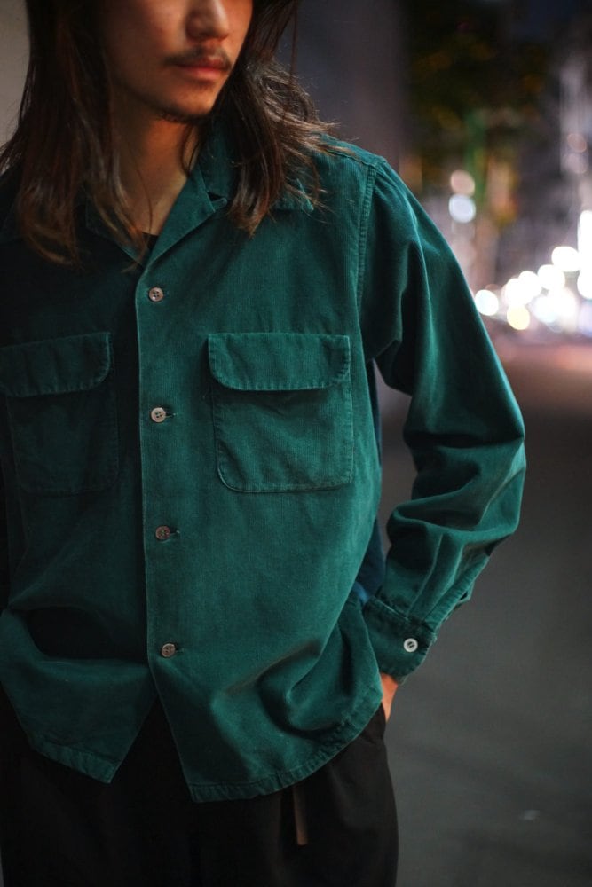 ARROW - Made In USA] Vintage Open Collar Corduroy Shirt [1940s