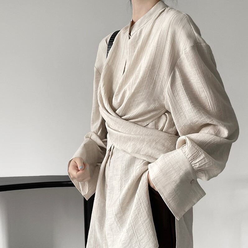 クロスデザインスタンドカラーシャツ 00099