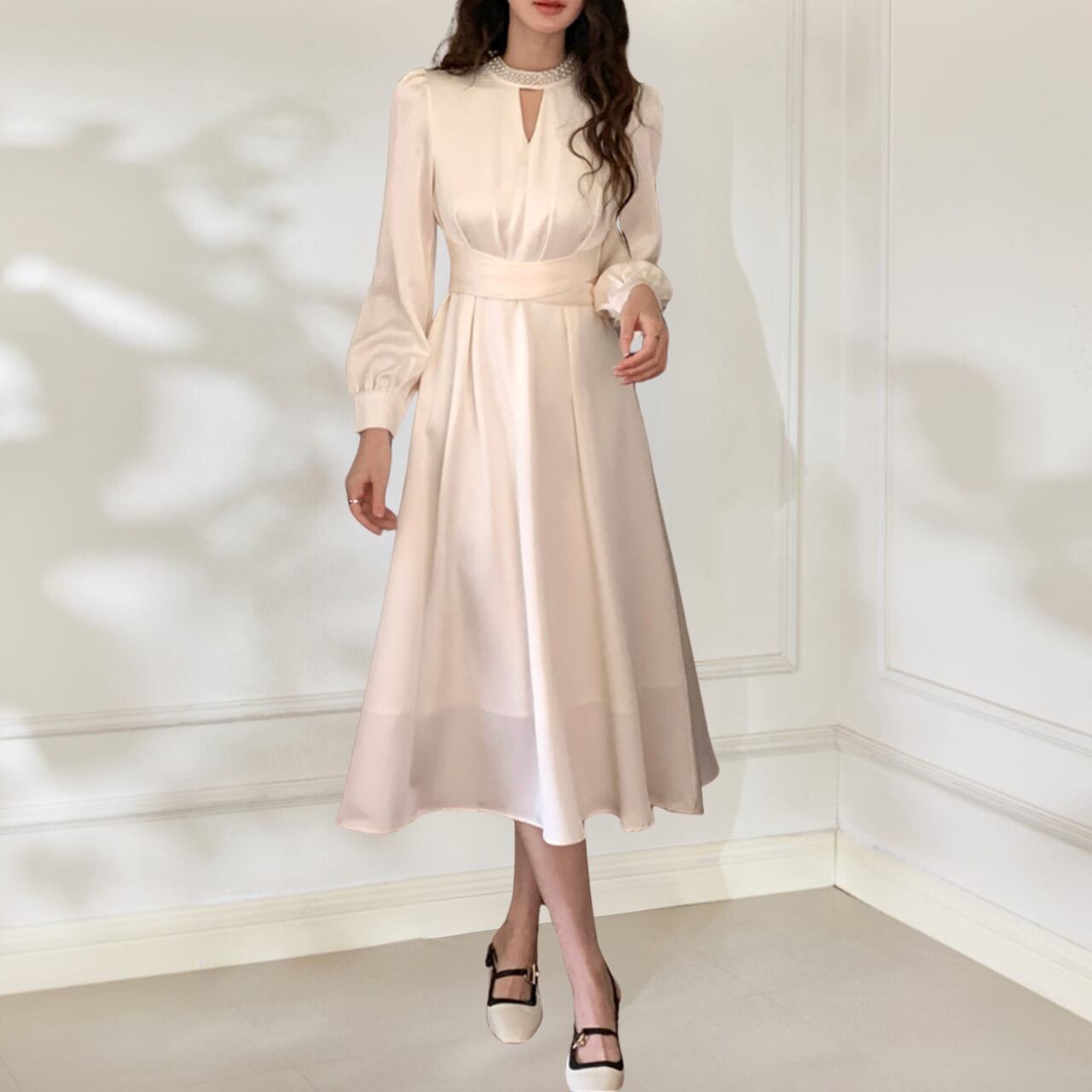 Elegant long sleeve dress 00076