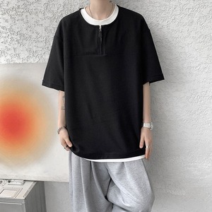 Fake Two Piece Half Zipper Short Sleeve T-Shirt(MT1185)