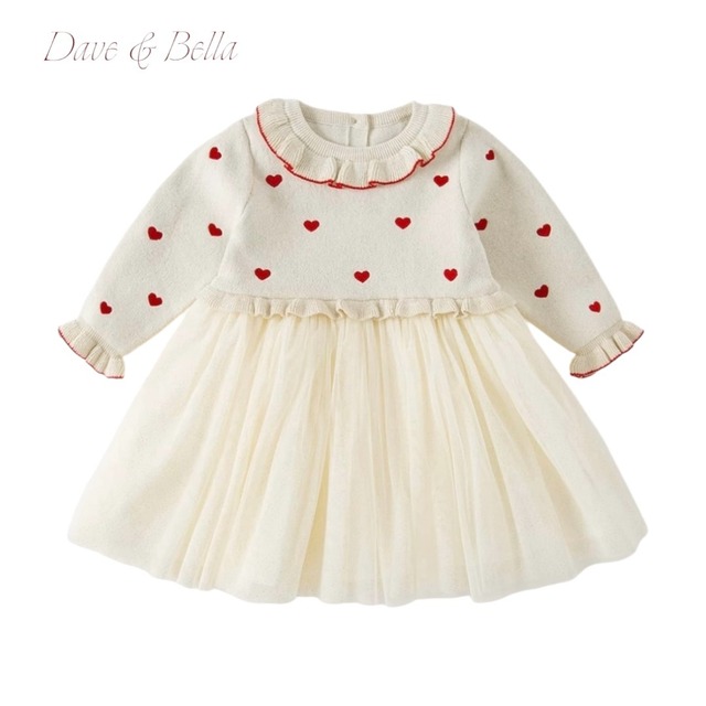 Heart design tulle knit dress