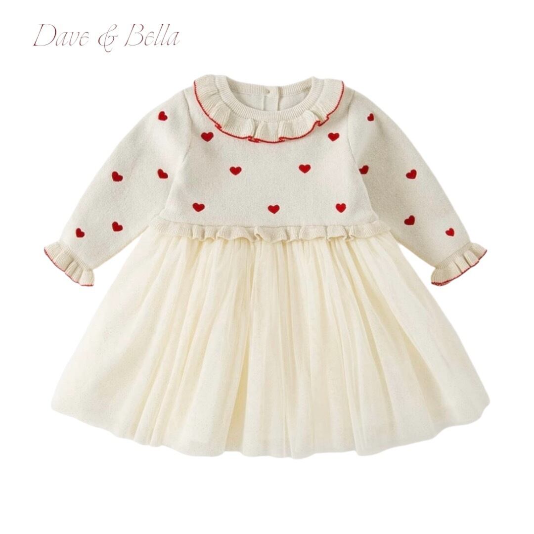 Heart design tulle knit dress