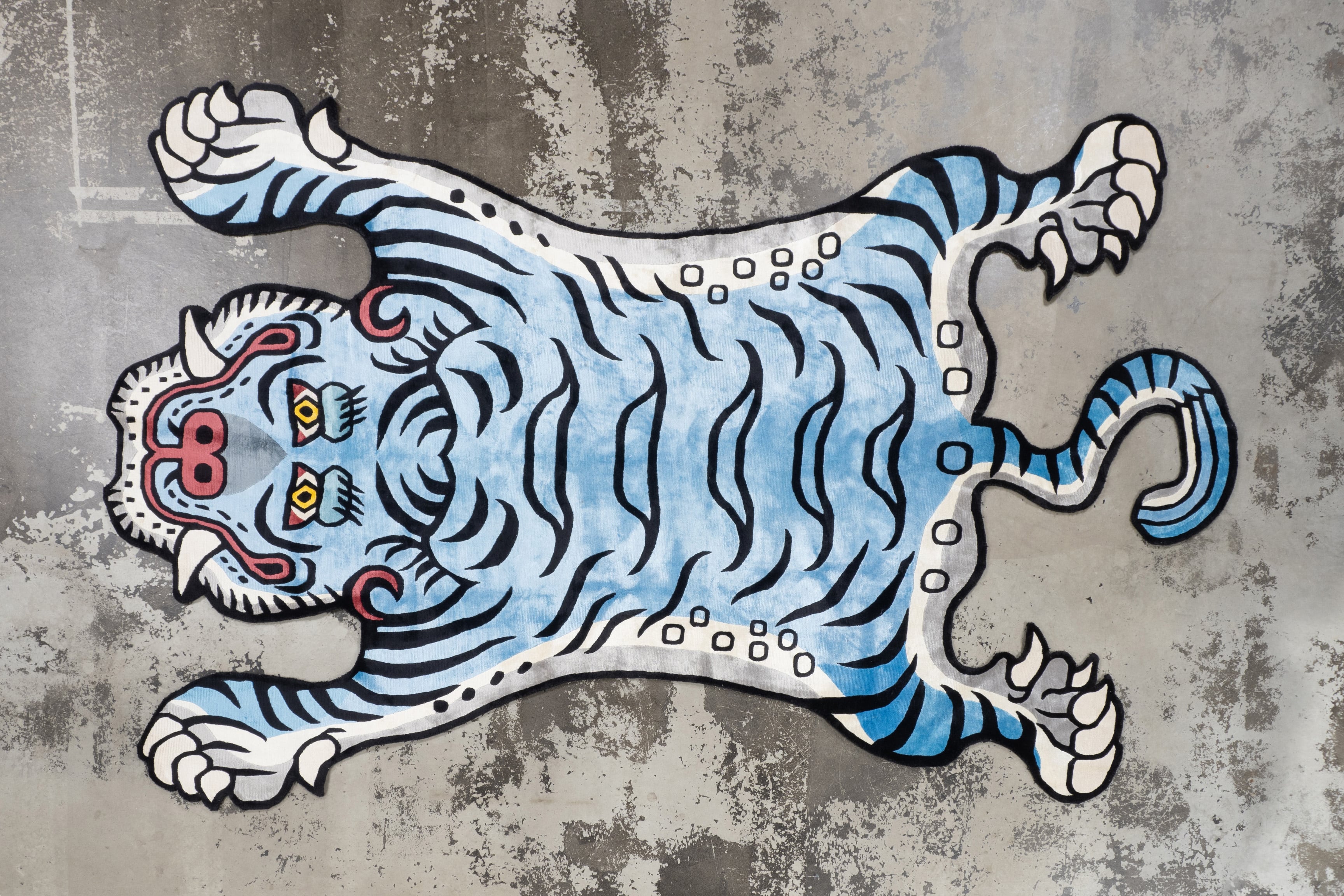 Tibetan Tiger Rug 《XXXLサイズ•シルク•オリジナル•ブルーバージョン